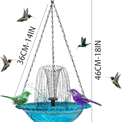 Solar Cascade Hanging Bird Bath Fountain Solar Powered Birdbath Water Fountain Pumps Dispenser Outdoors Decor Hummingbird Bath Shower Bowl Kit Garden Gift Yard Patio Backyard Decoration (Pink) - Image 7