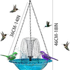 Solar Cascade Hanging Bird Bath Fountain Solar Powered Birdbath Water Fountain Pumps Dispenser Outdoors Decor Hummingbird Bath Shower Bowl Kit Garden Gift Yard Patio Backyard Decoration (Pink) - Image 7