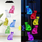 Hummingbird Solar Wind Chimes for Outside - Color Changing LED Outdoor Solar Lights Waterproof Windchimes, Home Garden Patio Yard Porch Decoration (Cat) - Image 5