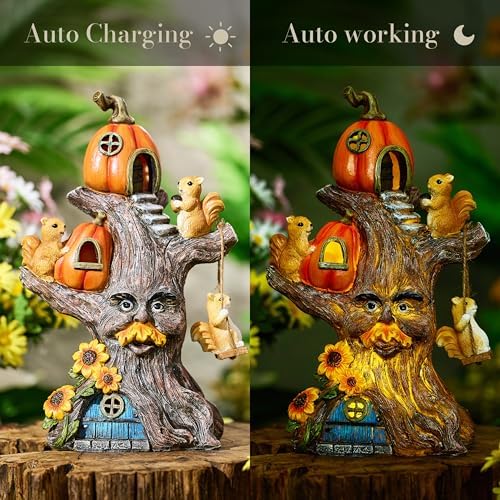 TERESA'S COLLECTIONS Fall Village Houses Outdoor Decor Solar Statue 11" - Image 2