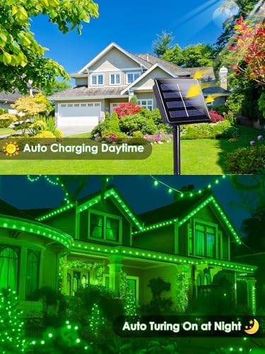 4 Pack 180FT 320 LED Solar Halloween Lights Outdoor Waterproof, Green - Image 3