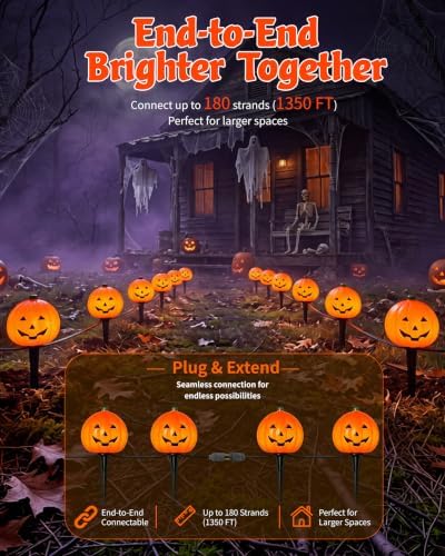 Halloween Pumpkin Pathway Lights, 4PCS Pumpkin Lights with Stakes - Image 5