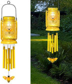 1 Pack Solar Bee Wind Chimes for Outside, Mother' s Day Gifts for Mom Women Grandma, Solar Mason Jar Wind Chime Light Unique Hanging Wind Chimes Outdoor, IP65 Waterproof for Yard Garden Terrace by Vcdsoy