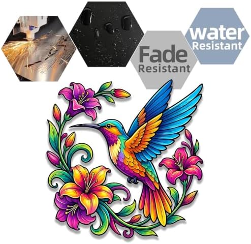 Hummingbird Metal Sign Floral Wall Art Colorful Bird Plaque Rustic Iron Decor for Garden Patio Porch Living Room Indoor Outdoor Hanging Ornament (24 INCH) - Image 7