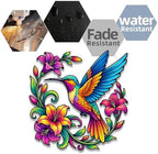 Hummingbird Metal Sign Floral Wall Art Colorful Bird Plaque Rustic Iron Decor for Garden Patio Porch Living Room Indoor Outdoor Hanging Ornament (24 INCH) - Image 7