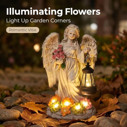 Solar Angel Statue Outdoor Fairy Garden Statues 9.4 inches Solar Garden Decor Garden for Outside Yard Art Patio Balcony Front Lawn Ornaments Gifts for Women Mom Grandma - Image 4