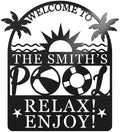 Personalized Pool Sign, Pool Gift, Custom Pool Decor, Custom Metal Pool Sign, Bar Wall Decor, Swimming Pool Metal Sign, Personalized Palm Tree Metal Sign, Custom Metal Sign, Housewarming Gift by HYTSIGN