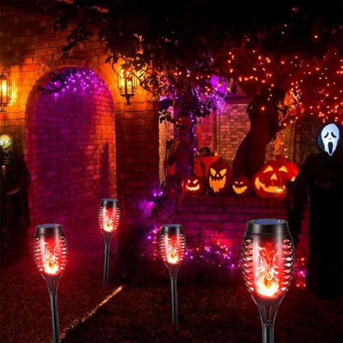 Solar Flashlight Light with Flickering Flame, Multi-Piece Outdoor Solar Lights, Outdoor Waterproof Solar Garden Lights for Decorative Paths, Patio and Deck Outdoor Lighting（Red (16) - Image 7