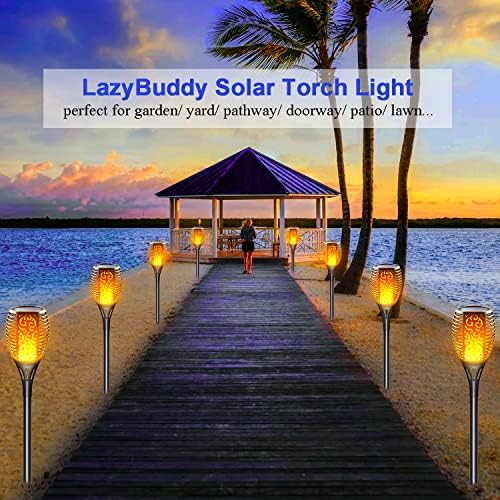 Solar Torch Light with Flickering Flame, Solar Fire Lights Outdoor Waterproof, 3 in 1 Auto On/Off Dusk to Dawn Christmas Landscape Decorations Garden Pathway Hanging Lanterns (12 Pack) - Image 5