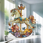 Horse Acrylic Suncatcher Indoor Colorful Window Hanging Ornament Outdoor Sun Catcher Panel for Home Decor Car Garden Crystal Gift Pastel Horse Floral Suncatcher by Unknown