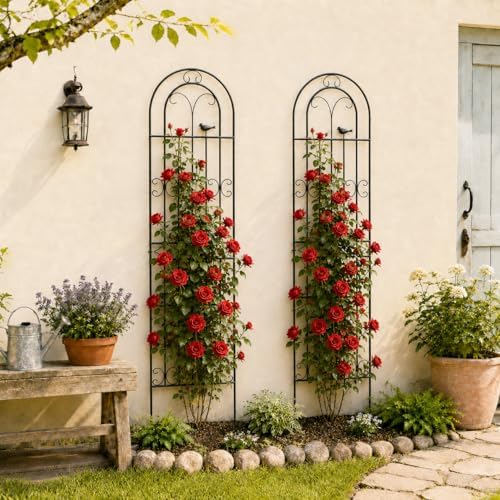 2 Pack 78.7" x 19.6" Iron Arch Decoration Garden Trellis, Metal Climbing Plant Trellis for Heavy Vines, Roses, Flowers, and Vegetables, Perfect for Gardens, Lawns. - Image 3