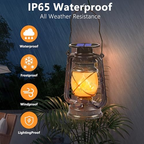 Solar Lanterns Outdoor Waterproof, 4 Pack Vintage LED Hanging Lights - Image 4