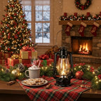 Hortsun 6 Pcs 12 Inch Vintage LED Hurricane Lantern Metal Black Outdoor Battery Operated Hanging Lantern with Warm LEDs and Dimmer Switch for Indoor Rustic Farmhouse Country Camping Decor - Image 5