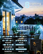OZS 4 Pack 320 LED Solar String Lights Outdoor Waterproof, Cool White - Image 3