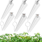 3FT Grow Lights for Indoor Plants,T8 5000K Full Spectrum Plant Light,192W(6 x 32W), LED Grow Light Strips with Timer, Aluminum Reflector, Linkable,Plant Growing Lamp Fixture for Greenhouse Indoor 6pcs by Elaruslux