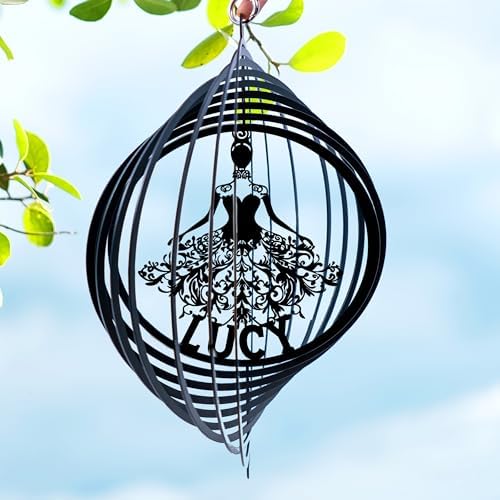Personalized Ballerina Dancer Wind Spinner Sublimation Custom Name Ballet Dance Metal Art Laser Cut Design 3D Decor for Garden Yard Outdoor Indoor Patio Lawn Porch Girl Woman Gifts (Black) by Handmadetneonsign