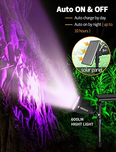 Solar Spot Lights Outdoor, 9 Color Modes, 18 LED Spotlight, 600LM Landscape Lights, Solar Powered for Garden, Yard, Driveway, Tree, Christmas, Halloween Decor (4 Pack) - Image 3