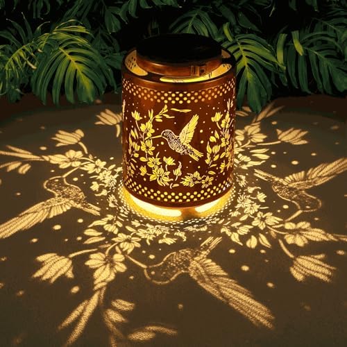 Hummingbird Solar Lanterns Garden Decor Birthday Gifts for Women Mon Grandma Metal Hanging Solar Lights Waterproof Outdoor Decoration for Outside LED Lanterns for Yard Patio Lawn Pathway Landscape by Tepaken