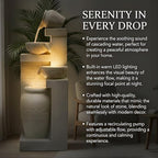 42.52" 4-Tier Outdoor Water Fountain for Garden, Rustic Pot Water Feature - Image 6