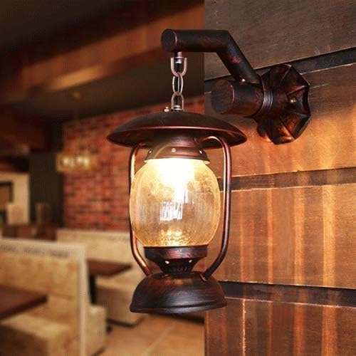 American Country Barn Lantern Iron Glass Lampshade Kerosene Oil Wall Light Antique Metal Aisle Dining Room Cafe Bar Wall Lamp Fixtures Vintage Industrial Loft Wall Sconce - Image 2