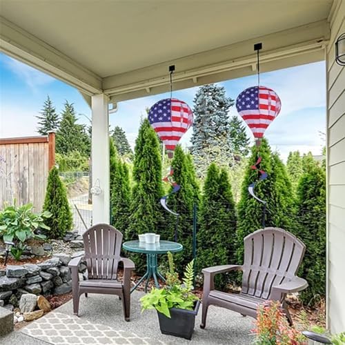 2 Pack American Flag Deluxe Hot Air Balloon Patriotic Everyday Wind Twister Garden Windmills Spinners Decoration 59" L for Outdoors, Lawn, Yard, Ornament Decor, Patriotic Wind Catchers - Image 6