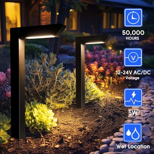 Energetic 5CCT Low Voltage Landscape Lights, 5W 200LM IP65 Waterproof LED Pathway Lights, 50000 Hrs, Outdoor Landscape Lighting, Square Modern Side Lit, Die-cast Aluminum Housing, ETL, Black, 4 Pack - Image 6