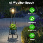 MXwcy Solar Lights Outdoor with LED Edison Bulbs, Solar Floor Lamp with Plant Stands for Garden Yard Pathway Driveway Front/Back Porch Decoration - Image 5
