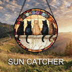 CHATYOUNG Stained Glass Window Hanging Retro Cats Themed Gifts Large 11.8" - Pet Suncatcher Door Garden Home Decor Christmas Mother's Day Birthday Gift for Grandma Women Mom Nana Wife Men Cat Lovers - Image 4