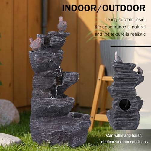 Resin Stone Imitation Waterfall with LED Lights Tabletop Water Fountain Desktop Waterfall Fountain Relax Decor for Home Office - Image 6