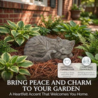 Grey Sleep Cat Statues Outdoor Decorative, Cat Memorial Statue for Yard Lawn Patio Porch, Garden Pet Grave Marker Figures, 9.44" L x 6.29" W x 4.33" H - Image 3