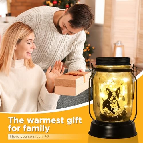 kyoryuger Boston Terrier Gifts for Women/Men Boston Terrier Solar Lanterns Mom Birthday Dog Lovers Lantern Pet Loss Dog Memorial Lights Solar Garden Decor for Yard, Patio,Backyard,Porch Torches Light - Image 6