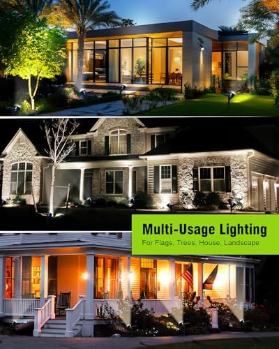 Solar Spot Lights Outdoor Waterproof, 18 LED 2 Mode Brightness Solar Spotlights Dusk to Dawn Landscape Lighting Flag Pole Lights for Garden Yard Tree Pool Sign Pathway, 4pack(Cool White) - Image 6
