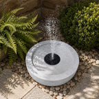 Solar Powered Outdoor Water Fountain, Modern Round Stone-Look Free-Standing Garden Fountain with Built-in Pump, 19.88" x 9.65" Yard Decor Water Feature for Patio, Lawn, Backyard, and Landscaping - Image 3