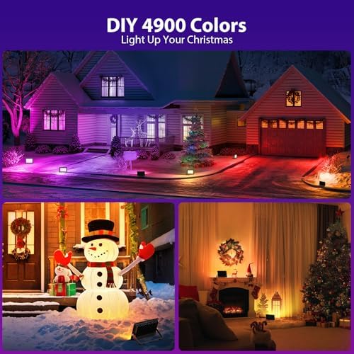 Olafus 25W RGB Flood Lights with Remote, RGB Outdoor Lights for Halloween, 2700k Warm White LED Flood Light, Outdoor Color Changing Light, Uplights for Events, IP66 Waterproof Stage Lights, 4 Packs - Image 2
