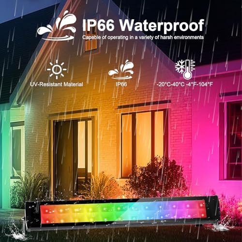 50W 2.4G Remote Control RGB Wall Washer Light, RGB Light bar with Remote Control & APP Control, for Birthday Party, Garden Lighting, Wall Display, Hotel, Building, Commercial Lighting - Image 6