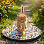 Garden Decoration Round Pedal Stone 12 "- Pink Mosaic Pattern - Image 2