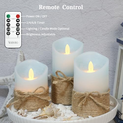Nautical Decor Ocean Blue Flameless Candles with Remote - Image 2