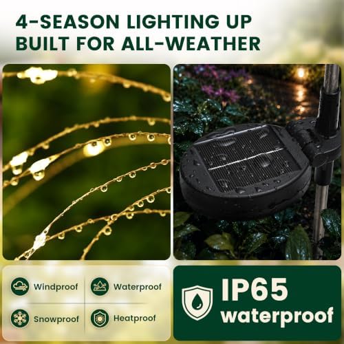 SOLPEX Solar Garden Lights Outdoor, 8 Pack Firework Lights, Warm White - Image 7