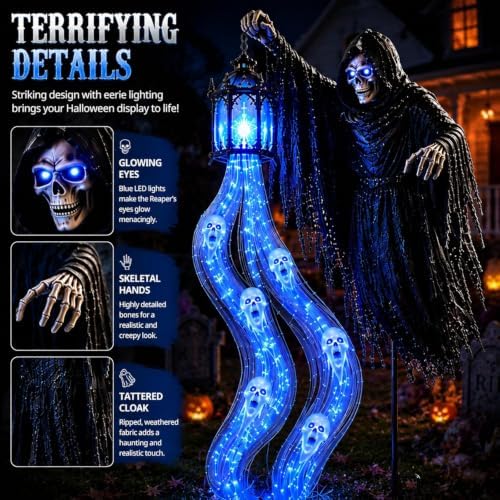 Halloween Soul Harvester Animated Solar Powered Garden Light,Halloween Ghost Yard Light, Solar Witch and Glowing Soul Stake, for Lawns, Gardens, Porches, Walkways and Seasonal Outdoor Displays (#A) - Image 7
