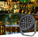 12V/24V Outdoor Spotlight - LED Landscape Light, LED Flood Light, IP65 Waterproof Color-Changing Tree Engineering Garden Spotlight, for Yard Lawn Garden Pathway Lighting(Green,12W(DC24V)) (Yellow 12W - Image 2