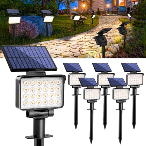 Solar Spot Lights Outdoor Waterproof, 6 Packs, Warm White by COOZAMING