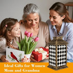 Solar Lantern Outdoor Waterproof White Black Check Marble Seamless Repeat Diagonal marbling Garden Decor LED Hanging Solar Lights Tabletop Lamp Gifts for Women Mom Outside Yard Patio Porch - Image 4