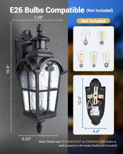 DEWENWILS Motion Sensor Outdoor Wall Lights 2-Pack Dusk to Dawn Black - Image 5