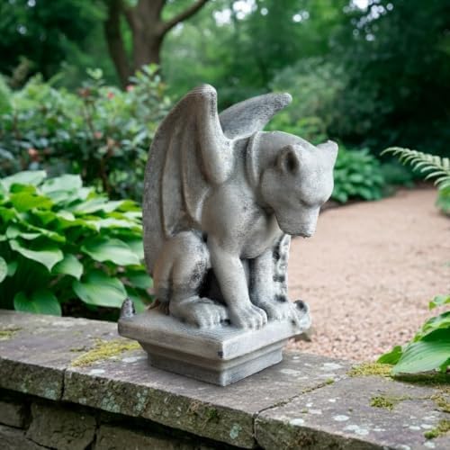OLOMA Gothic Gargoyle Concrete Garden Statue Fantasy Outdoor Decor Handmade Dragon Sculpture Cement Mystical Creature Accent Art Patio Yard Lawn Porch Entryway Decor Mystery Lover Gift by OLOMA
