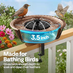 VIVOHOME Deck-Mounted Bird Bath with Solar Fountain, 13-Inch Bowl, Bronze - Image 6