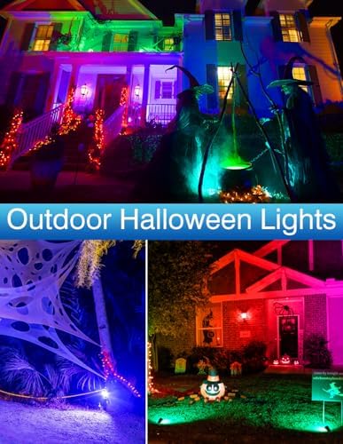 Halloween RGB Spot Lights Outdoor, LED Color Changing Landscape Lighting, Waterproof Spotlight with US Plug for Yard Garden Tree Path House Christmas Decoration (2 Pack) - Image 2