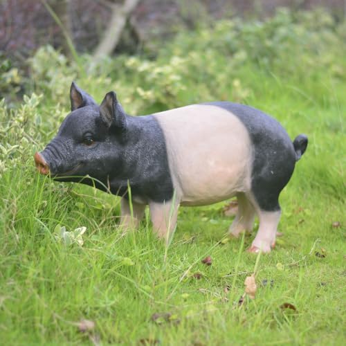 Garden Pig Statues Outdoor Decor, 26″ Black Spotted Pig Figurines Sculpture by Unknown