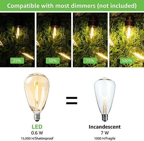 Lepro S14 Outdoor String Lights, 50ft Patio Lights with 15 LED Edison Bulbs - Image 4