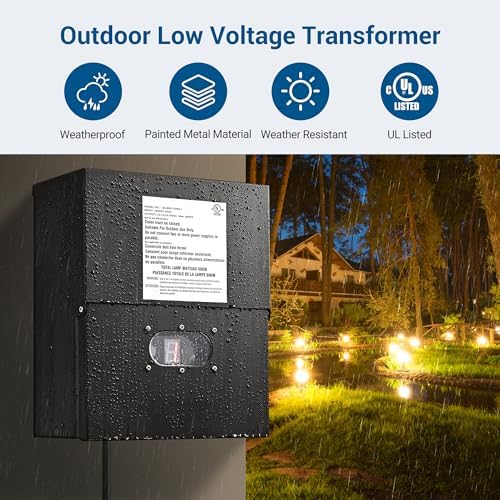 DEWENWILS 600W Low Voltage Landscape Transformer, Outdoor Weatherproof Transformer with Timer and Photocell Sensor, 120V AC to 12V/13V/14V/15V AC for LED Lighting, Walkway Light, cULus Listed - Image 5