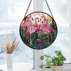 CHATYOUNG Stained Glass Window Hanging Pink Flamingo Large 11.8" - Birds Suncatcher Door Garden Home Decor and Christmas Mother's Day Birthday Gift for Grandma Mom Nana and Women Wife Bird Lover - Image 4